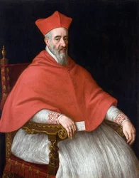 Portræt af kardinal Giovanni Delfino (1545-1622) - Maleri af Leandro Bassano (1557-1622), olie på lærred