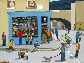The Face Shop, 2015, (Akryl og blæk på lærred