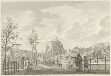 Ruiner på Rapenburg i Leiden, efter krudtkatastrofen den 12. januar 1807