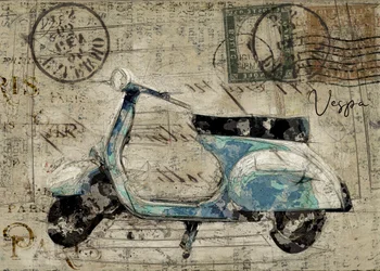 Vintage Vespa-postkort