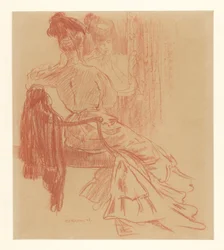 Siddende dame foran spejlet