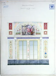 Vægmaleri til Eremitagen, St. Petersborg, ca. 1840