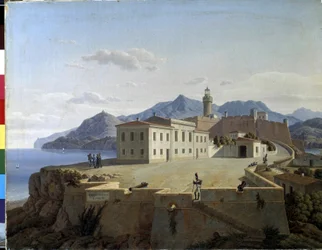 Napoleon Bonaparte i Portoferraio. Napoleon Bonaparte i Portoferraio. Napoleon Ier Bonaparte (1769-1821) i eksil i Portoferraio (Italien) en 1814. Peinture de Leo Von Klenze (1784-1864)
