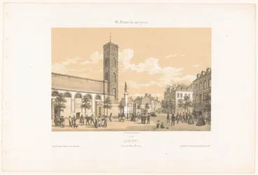 Udsigt over Place Bisson i Lorient lorient. Vue de la place Bisson (titel på objekt) Contemporary France (serietitel) La France de nos jours (serietitel på objekt)
