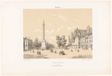 Udsigt over Place Maréchal-Foch og Cours Saint-Pierre i Nantes Nantes. Cours St. Pierre (titel på objekt) Contemporary France (serietitel) La France de nos jours (serietitel)
