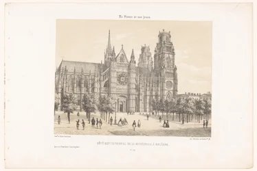 Udsigt over Orleans-katedralen (nordsiden) Côté septentrional de la cathédrale à Orléans (titel på objektet) Contemporary France (serietitel) La France de nos jours (serietitel på objekt)