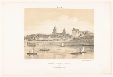 Udsigt over hospitalet i Blois fra den anden side af Loire blois. Vue prize en face de l