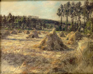 Høstakke i solnedgang, 1906 (pastel på papir)