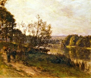 River Crossing (farvet kridt og pastel på papir)