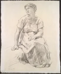 Siddende Bondekone, ca. 1885.