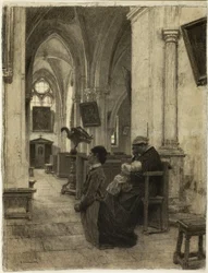 Kvinder beder i kirken