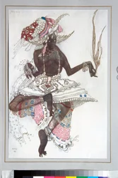 Ballets russes - Kostume designet af Leon Bakst (1866-1924) til balletten ""Den blå gud"" af Michel Fokine
