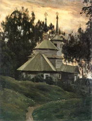 Kirke på landet (olie på lærred)