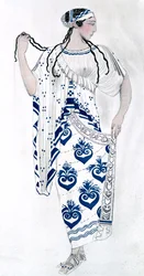 Kostumedesign til Ida Rubinstein som Helen i balletten Helen of Sparta, 1912