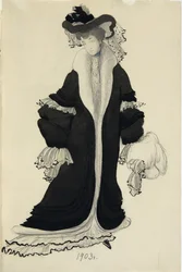 Kostumedesign for fru L. Bakst, 1903