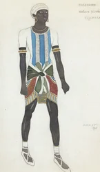 Kostumedesign til Vaslav Nijinsky i balletten Cleopatra af A. Arensky, 1910