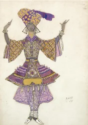 Kostumedesign til Ballet Blue God af R. Hahn, 1911