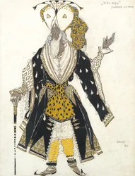 Kostumedesign til Ballet Blue God af R. Hahn, 1911