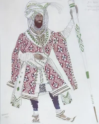 Kostumedesign til Ballet Blue God af R. Hahn, 1912