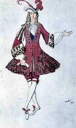 Kostume til en side, i stil med Ludwig XIV, fra Aladdin