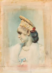 Portræt af en pige iført en Kokoshnik, 1890