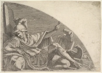 Mars siddende midt i trofæer, 1540-56.