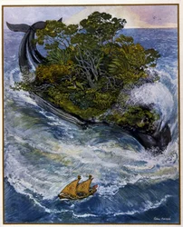 Søfareren Sindbads (Sinbads) eventyr. Fra Fortællingerne fra 1001 nat (Fortællingerne fra tusind og én nat). Illustration ved Léon Carré (1878-1942)