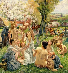 Morgenen, venstre panel fra triptykonet «Den gyldne tidsalder», 1901