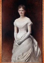 Portræt af Mademoiselle de Noille Maleri af Leon Joseph Bonnat (1833-1922) 1884 Tours, Museum of Fine Arts