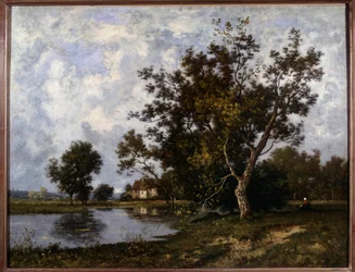 Landskab a la Mare-maleri af Leon Richet (1847-1907) Privatsamling fra det 20. århundrede