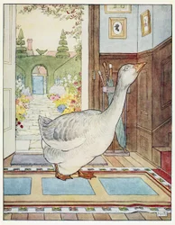 Goosey, Goosey Gander, Where Shall I Wander?, fra A Nursery Rhyme Picture Book, pub. 1914 (farve litho)