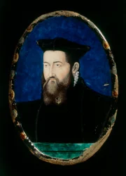 Portræt af en prælat, majolikaarbejde af Léonard Limosin, bevaret på Museo Nazionale del Bargello i Firenze