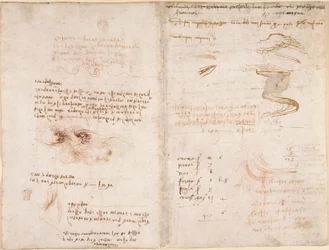 Arundel 263, f.278v, f.271 Noter om virkelighedssansen i drømme, på vand og floderne Sieve og Arno (på hovedet), fra 