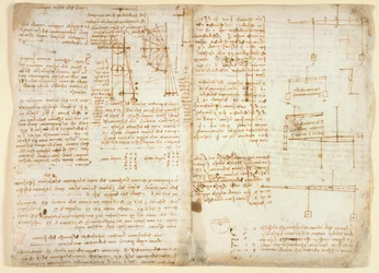 Arundel 263 f.32v, f.31 Noter og diagrammer om mekanik, fra 