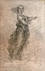 Trækulstegning af en kvindefigur, c1472-c1519 1883