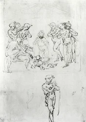 Figural Studies for the Adoration of the Magi, c.1481 (pen og blæk og metalpoint på papir)