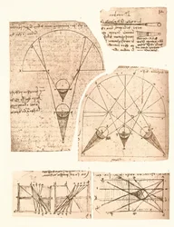 Fem diagrammer, der illustrerer teorien om lys og skygge, ca. 1472-ca. 1519, 1883
