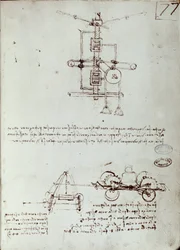 Flyvende maskine tegning. Manuskript af Leonard De Vinci (Leonardo da Vinci