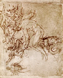 Pen og blæk skitser af Leonardo Da Vinci, 1913.