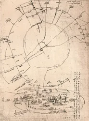 Skitsekort over Milano, c1472-c1519 1883
