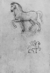 Studier af en hest og en af en hest og rytter, c1480 1945