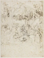 Studie til tilbedelse af Magi, ca 1481.