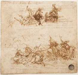 Studie til slaget ved Anghiari, ca 1503-1504.