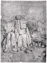 Studie af en klippehule med ænder, 1482-1485 1954