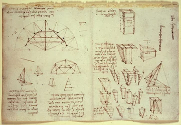 Leonardo da Vincis notesbog med diagrammer af geometriske former