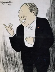 Skuespilleren Alexandre Coquelin, kendt som Coquelin Cadet (1848-1909) i en karikatur