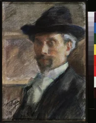 Selvportræt. Værk af Leonid Osipovich Pasternak (1862-1945), pastel på papir