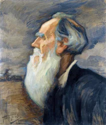 ""Forfatteren Leon Tolstoy (1828-1910) (Portræt af Leo Tolstoy) Maleri af Leonid Osipovich Pasternak (1862-1945), - Olie på lærred, 77,5x66 Privat samling