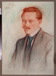Portræt af digteren Jurgis Baltrusaitis (1873-1944). Værk af Leonid Osipovich Pasternak (1862-1945), sangvinsk og kridt på papir