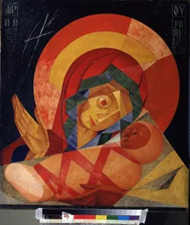 Forbøns jomfru. Maleri af Leonid Terentievich Chupyatov (1890-1941). Olie på lærred